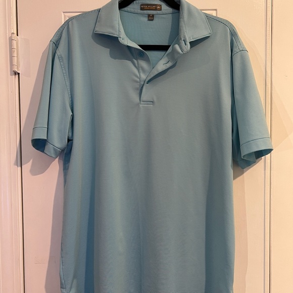 Peter Millar Summer Comfort Jubilee Polo Men’s Medium Green Blue Seafoam - Picture 3 of 5